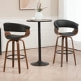 thumbnail image 2 of Set of 2 Aldis Brown Faux Leather Bar Stool with Black Metal Legs and Decorative Zipper, 2 of 7