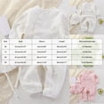 thumbnail image 3 of Kakishop Newborn Baby Girl Boy Ruffle Romper Knit Sweater Onesie Jumpsuit Long Sleeve Romper + Hat Solid Fall Winter Outfits (White,0-3 Months), 3 of 6