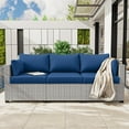 thumbnail image 3 of Pakunoda Outdoor Cushions Replacement, 8 Piece Sectional Cushion Fits 3-Seat, 4” Foam Deep Seat, for Patio Rattan Wicker Replacement Cushion, Liner&Cover, Blue, 3 of 7