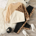 thumbnail image 1 of PatPat Girls Fleece Sweatshirts and Leopard Jogger Pants Colorblock 2 Pieces Outfit Set Sizes 4-12, 1 of 7