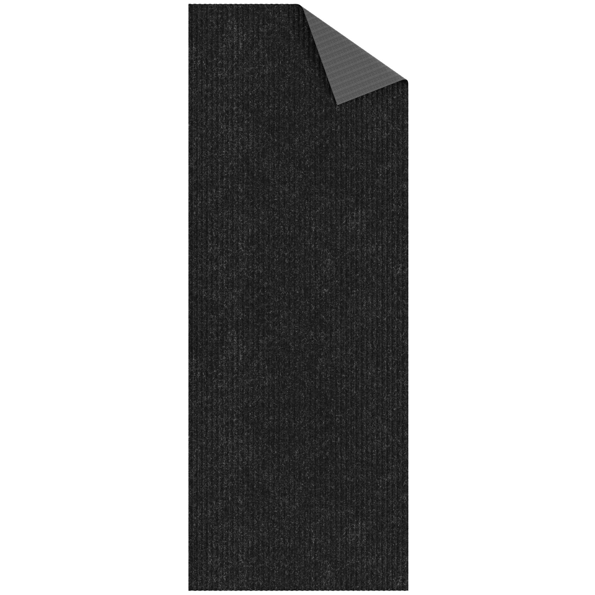 Sweet Home Stores Custom Size Waterproof Non-Slip Rubberback 3x10 Indoor/Outdoor Utility Runner Rug, 2'7" x 9'10", Black