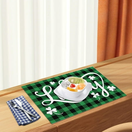 

St Patricks Day Decorations for Home St. Patricks s Day Placemat Irish Plaid English Decorative Table Runner Insulated Tablecloth
