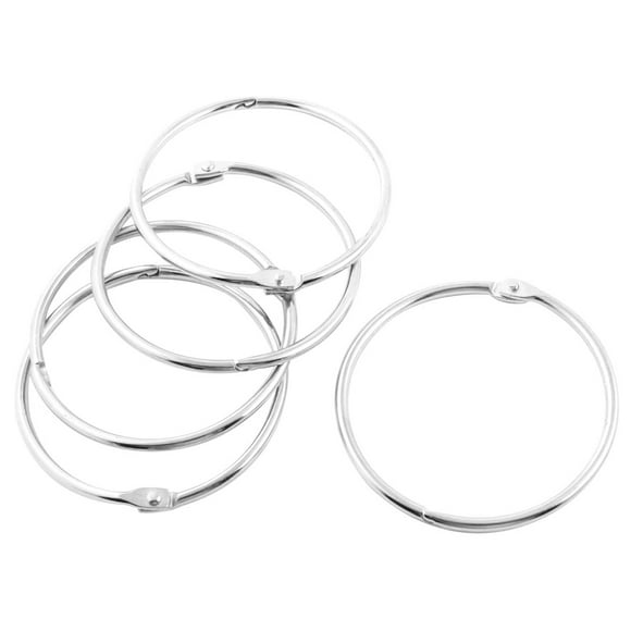 5 Pcs Silver Tone 3.3" Looseleaf Staple Binder Rings for Scrapbooking Book