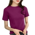 thumbnail image 2 of Blouse Décontractée Femme Manches Courtes Hauts Décontractés Été Femme Manches Courtes Col Rond Léger Chandail Ample Habillé Blouse Décontractée Vêtements Basiques, 2 of 3