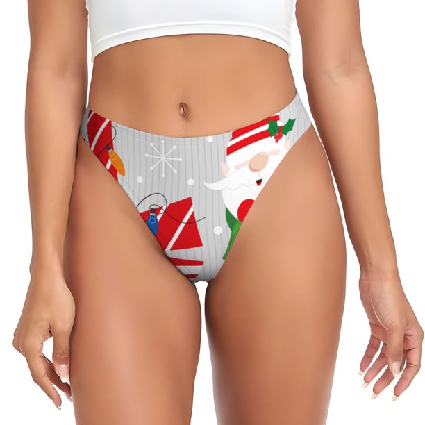 Fotbe Christmas Gnome With Love Tanga Sin Costuras para Mujer con Estampado – Panties Invisibles, Transpirables y Cómodos para Uso Diario-XX-Large
