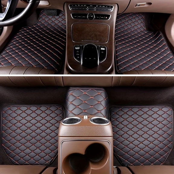 Podofo 5pcs Car Floor Mats Universal Waterproof Front Rear Full Set Auto Rugs Leather Car Carpet Accessories Interior