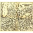 thumbnail image 2 of Vintage Maps 22x20 Black Modern Framed Museum Art Print Titled - Toledo Ann Arbor Grand Trunk Railway 1881, 2 of 4