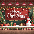 thumbnail image 2 of Colorful Design Merry Christmas Banner Festive Theme Holiday Decoration Snowman for Party Celebration Family Gathering Friends Reunion, 2 of 9