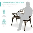 thumbnail image 4 of Best Choice Products Outdoor Bench Steel Garden Patio Porch Furniture w/ Floral Accent, Antique Finish - Bronze, 4 of 7