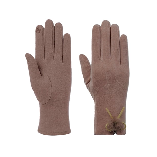Minnieouse Guantes de mujer suaves a prueba de viento cómodos mitones colores sólidos de moda transpirable diseño de bola de pelo protección de palma al Accesorios de disfraces Rojo marrón Minnieouse AP014304-04