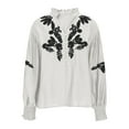thumbnail image 5 of lulshou Women's Embroidered Floral Button Down Cardigan Long Sleeve Casual Open Front Shirt, White, S, 5 of 6
