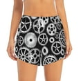 thumbnail image 2 of Yiaed Metallic Gears Print Women's Running Shorts with Liner 3 Zipper Pockets Elastic Workout Athletic Gym Yoga Shorts-X-Large, 2 of 7