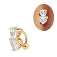 thumbnail image 3 of Visland Women Peach Hearts Body Piercing Belly Button Ring Dangle Drop Reverse Navel Bar, 3 of 7