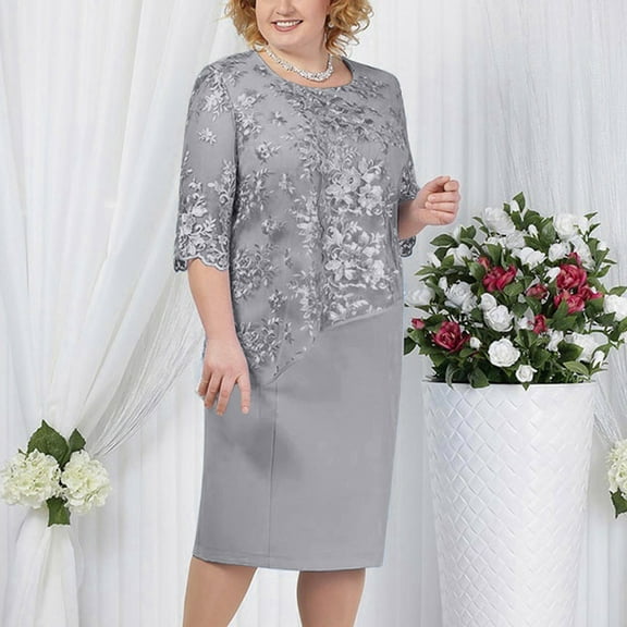 Summer Dresses for Women 2025 Plus Size Sequin Short Midi Ladies Evening Party Summer Dress Grey L