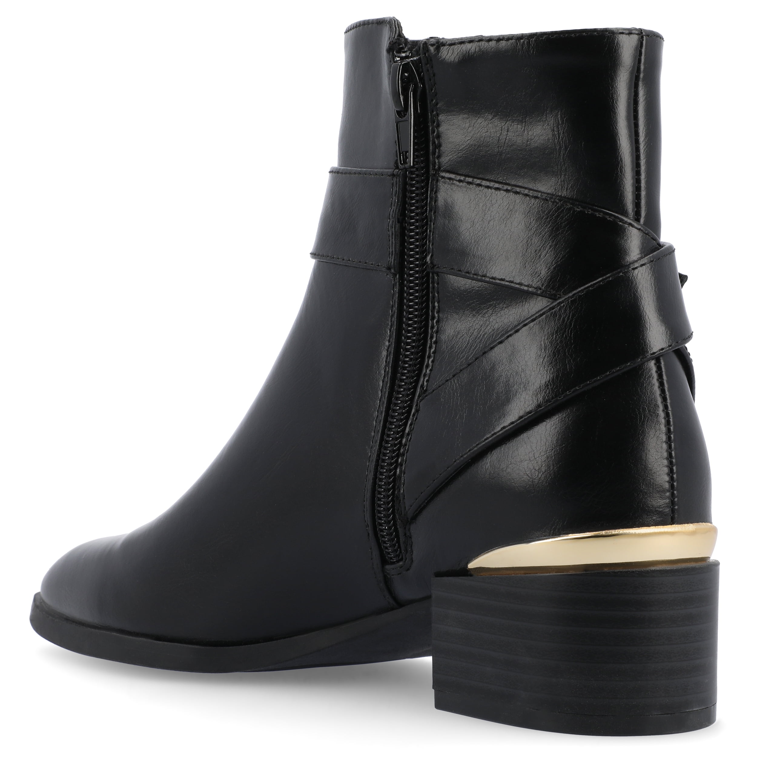 Journee Womens Elley Stacked Block Heel Square Toe Booties
