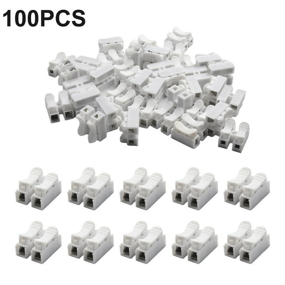 100Pcs Push-In Quick Cable Connector 10A 220V 2 Pin Push Quick Wire Cable Connector White Wiring Terminal