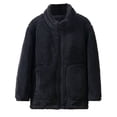 thumbnail image 2 of Zpanxa Kids Windproof Sherpa Jacket Big Boys Girls Stand Collar Thermal Lined Coat Thick Warm Winter Outerwear for 5-14 Years, 2 of 6