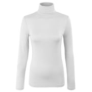 KOGMO Womens Long Sleeve Solid Basic Fitted Turtleneck Shirt