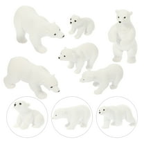 Hytrove  6 Pcs Polar Bear Ornaments Tiny Figurines Christmas Decorations White