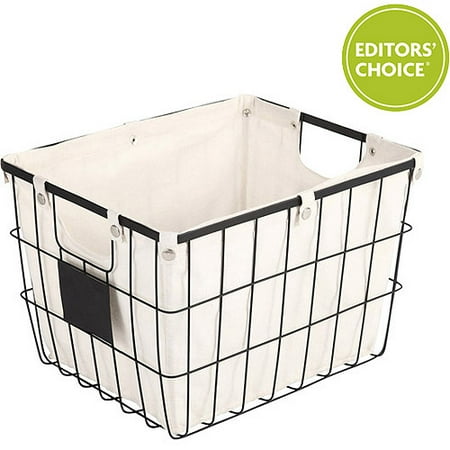 Better Homes and Gardens Medium Wire Basket with Chalkboard, Black ...
