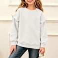 thumbnail image 5 of BLVB Crewneck Sweatshirts for Little Girls Cute Ruffle Pullover Long Sleeve Casual Spring Fall Tops for Kids(White-01,11-12 Years), 5 of 6