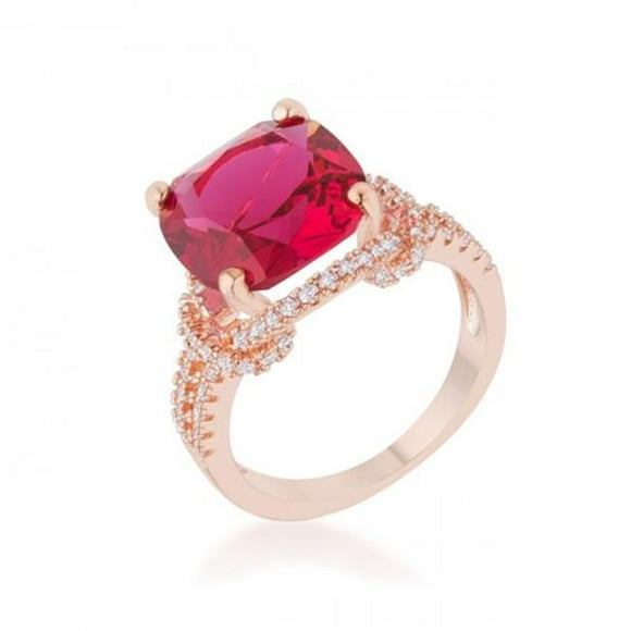 Icon Bijoux R08465A-C17-09 Charlene 6.2 Carat Ruby Cz Rose Gold Classic Statement Ring, Size 9