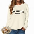 thumbnail image 2 of Towmus Women's Los Angeles Crewneck Sweatshirt Casual Long Sleeve Raglan Shirts Cool Letter Print Pullover Tops, 2 of 5