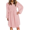 thumbnail image 4 of Women Long Sleeve Maternity Dress Square Neck Swiss Dot Casual Loose Short Dresses, 4 of 6