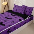 thumbnail image 3 of Homewish Halloween Bat Zipper Twin Comforter Sets with Fitted Sheet and 2 Pillowcases,Tiny Bow Print Zipper Bedding Set,Lavender Black,Black Reversible,4 Pieces, 3 of 7