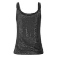 thumbnail image 4 of Hueook Sequin Tank Tops for Women Sparkly Tops Prom Party Outfit Concert Women's Solid Color Sequin Round Neck Suspender Fashionable Temperament Top Gray M, 4 of 7