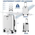thumbnail image 3 of YYAo Luggage, Lightweight Suitcase, 20 Inch Carry-on Luggage PC Hardside Suitcase TSA Lock with Front Pocket and USB Port-White, 3 of 9