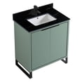 thumbnail image 3 of Fine Fixtures Opulence Collection 30 in. W x 18 in. D x 33 in. H Bathroom Vanity in Mint Green with Black Marble Sintered Stone Sink - Black hardware, 3 of 8