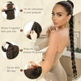 thumbnail image 4 of Long Braid Ponytail Extension with Hair Tie Straight Sleek Wrap Around Hair Extensions Braid Pony Tail Fluffy Natural Soft Synthetic Hairpieces for Women Daily Wear, 26 inch-Ash Blonde, 4 of 8