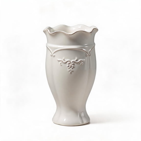 FytStycale White Vase Decorative Modern Porcelain Flower Holder Embossed Ceramic Vases for Home Decor