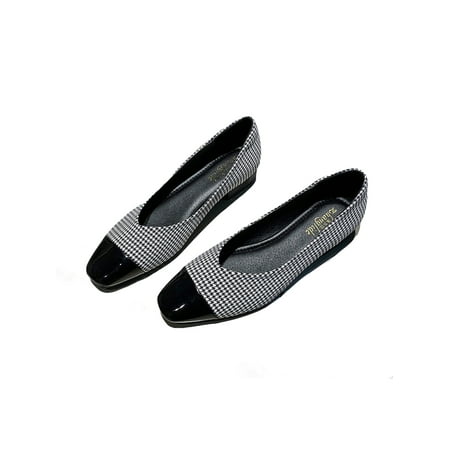 

SIMANLAN Women s Anti-Slip Square Toe Loafers Casual Dressy Flats Ladies Elegant Flat Shoes