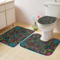 thumbnail image 3 of Abstract Flowers Bathroom Rugs Set Retro Abstract Blue Pink Orange Floral Leaf Blue Non Slip Absorbent Soft Bath Mats 3 Piece Set with Bathroom Rug, U-Shaped Floor Mat, Toilet Seat Cover Small Size, 3 of 9