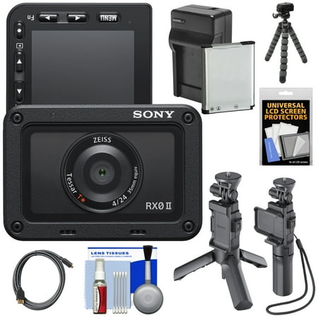Sony DSC-RX0 II 4K Shock + Waterproof Video Camera with VCT-STG1 Shooting Grip Tripod + Battery + Charger +