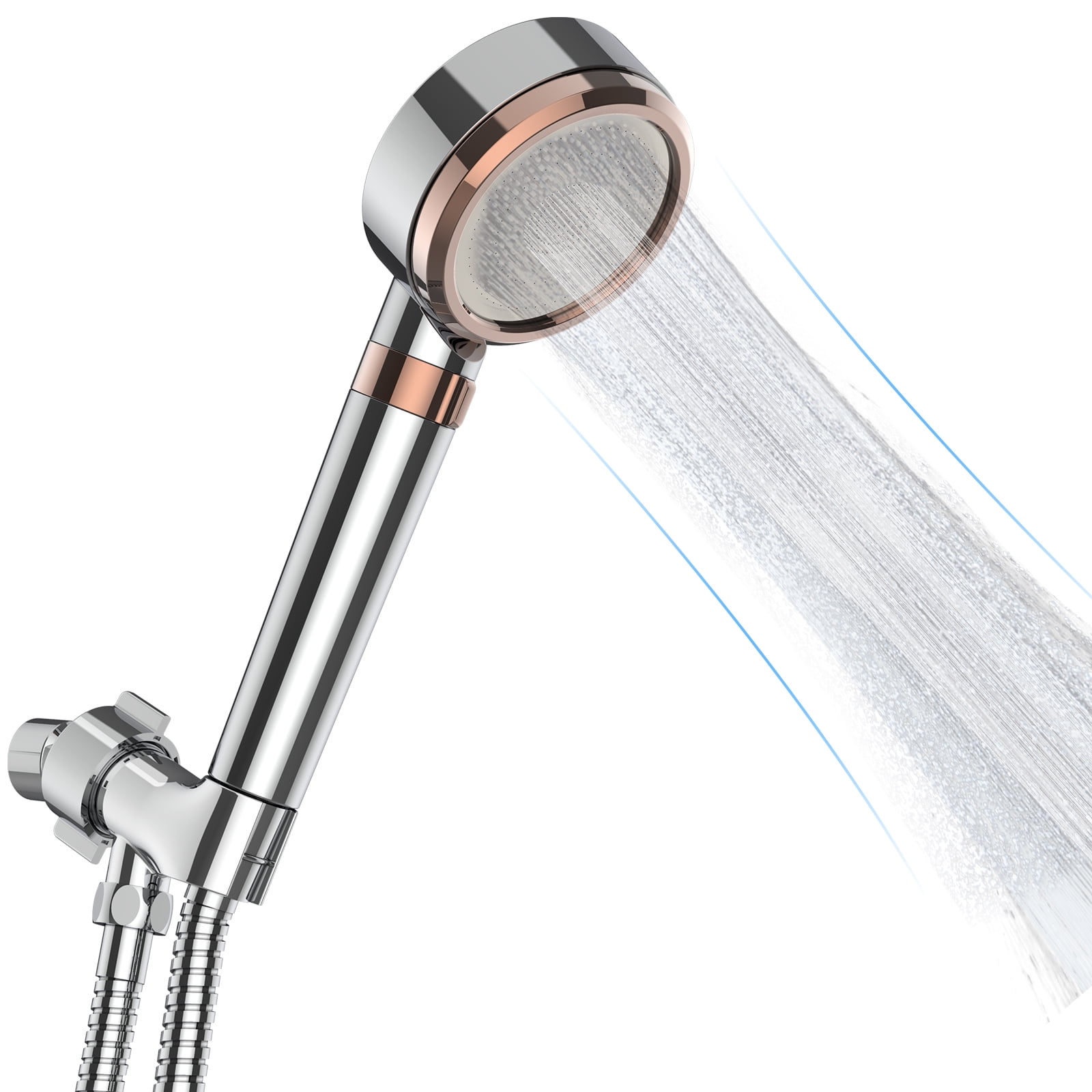 7 Spray Settings Hand Held Rain Showers Set with 59 Inch Extra Long Hose and Adjustabl Bracket 4.7 Detachable Showerhead with Combo Set Silver High Pressure Handheld Shower Heads 