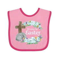 Inktastic It's My 1st Easter with Cross and Flowers Boys or Girls Baby Bib
