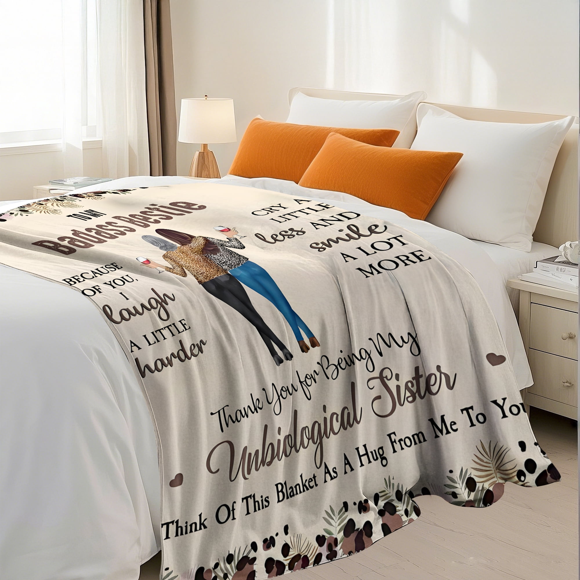 Flannel Fleece Throw Blanket For Bestie, Lightweight Cozy Plush Blanket for Sofa Couch,60"X80"