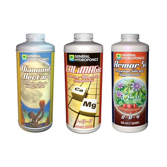 General Hydroponics GLCMBX0022 Armor Si, Diamond Nectar, and CALiMAGic Quart Combo