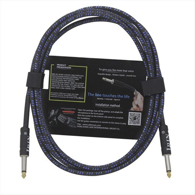 Cable de Guitarra, Cable para Instrumentos Musicales, Cable de Audio para Bajos, Cable con Reducción de Ruido (6 Metros), Azul y Negro