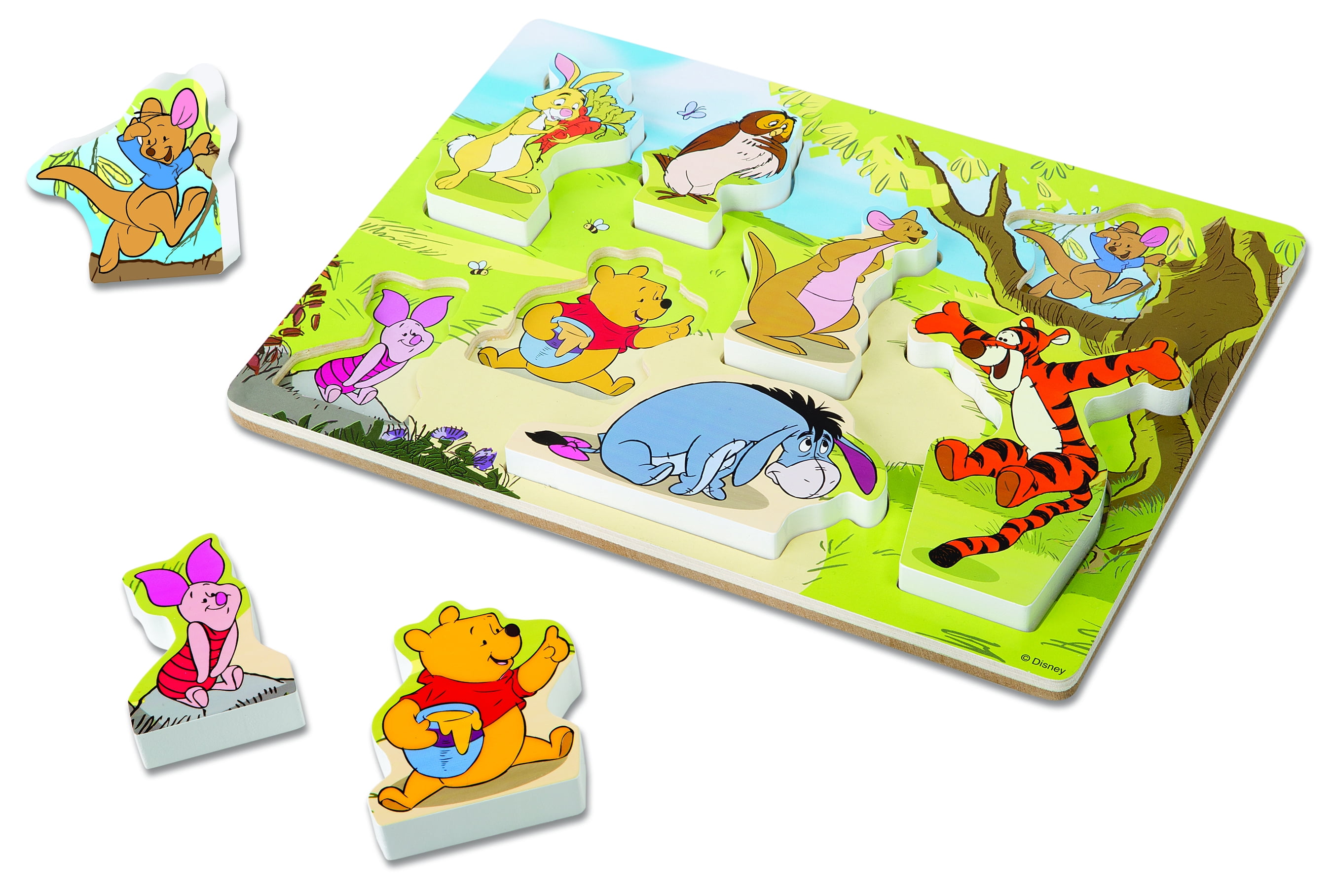 DISNEY Winnie the Pooh Shapes Sound learning toy Wooden Peg Puzzle-2+ NEW 