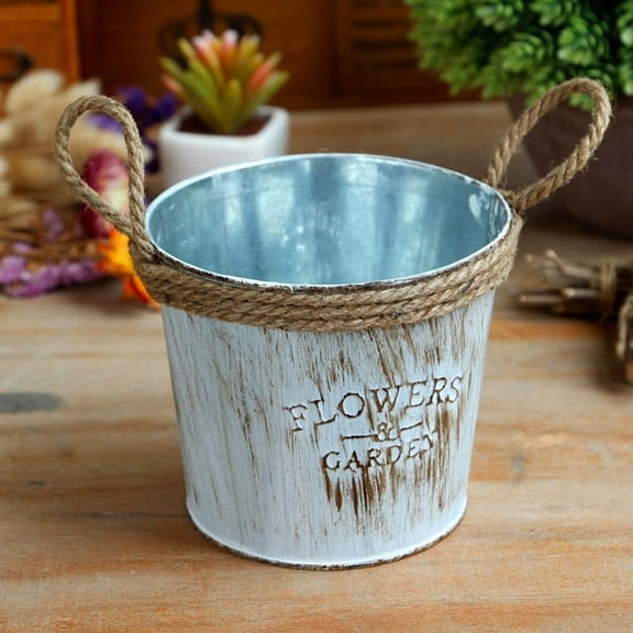 quanjun Vintage Metal Iron Keg Flower Pot Hanging Balcony Garden Plant Planter Decor Pot