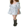thumbnail image 2 of Robe Babydoll à Manches Bouffantes pour Femmes, Encolure Carrée, Taille Haute, Volants, Robe de Princesse, Robe Fluide pour Bal et Fête, Mini-Robe, 2 of 6