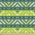 thumbnail image 2 of Ethnic Fabric by the Yard Upholstery, Illustration of Geometric Shapes Natural Tone Design Zigzag Elements, Decorative Fabric for DIY and Home Accents, Yellow Green Cadet Blue by Ambesonne, 2 of 5