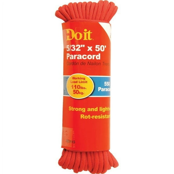 Do it Best 550 5/32 In. x 50 Ft. Red Nylon Paracord 703115