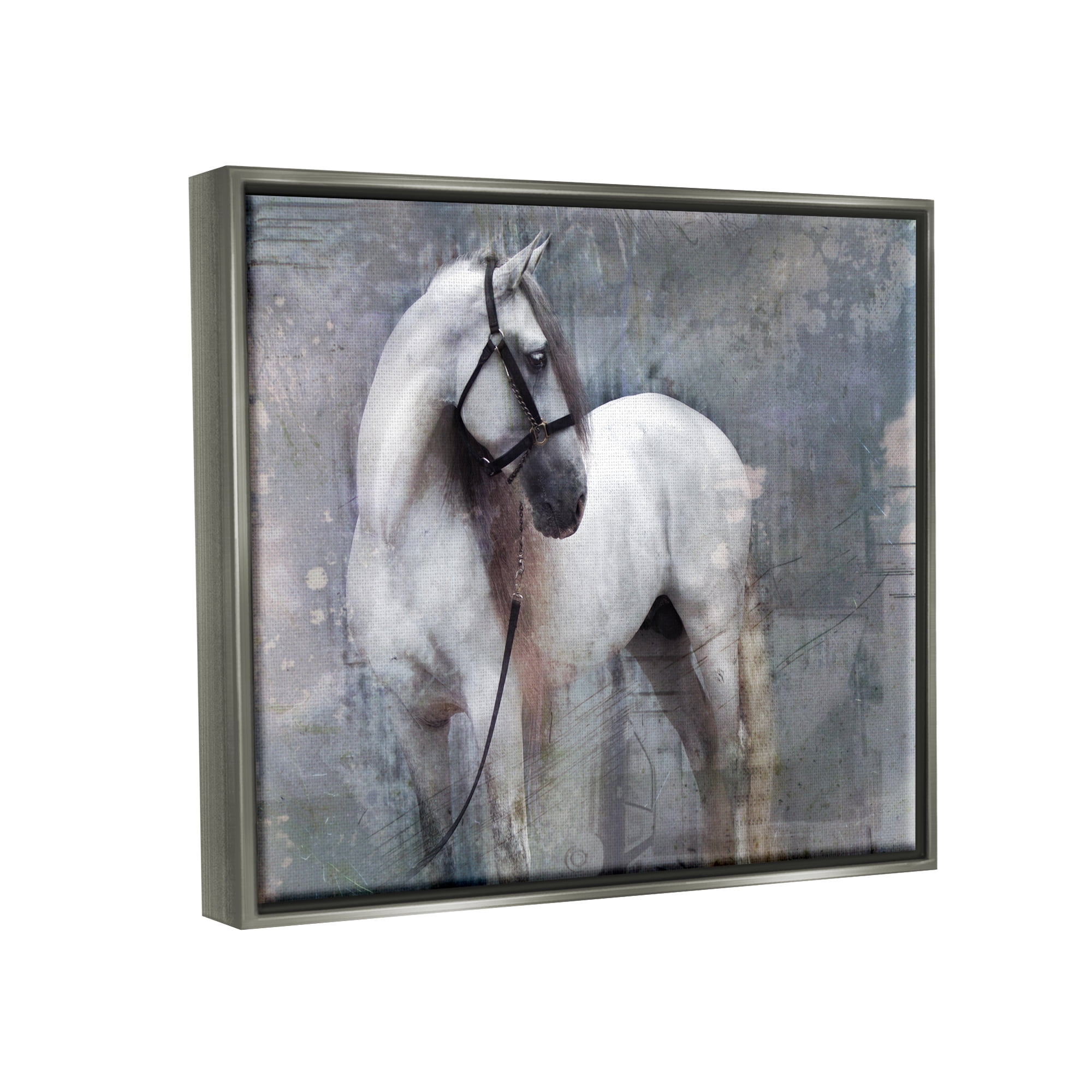 Stupell Industries Abstract Grey Horse Stallion Animals & Insects Painting Gray Floater Framed Art Print Wall Art