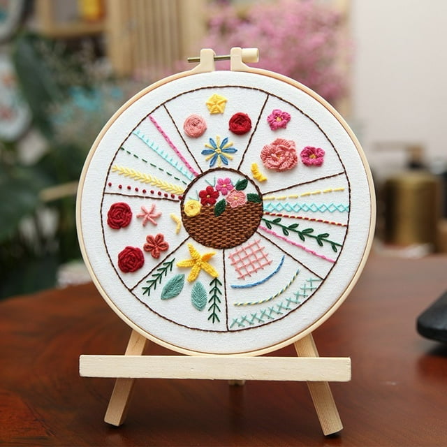 Embroidery kit for Beginners, 3 Sets Embroidery Kit for Adults Starter Embroidery Stitch Practice kit Learn 30 Different Stitches on Video, DIY Hand Embroidery Patterns with Needlepoint Hoop