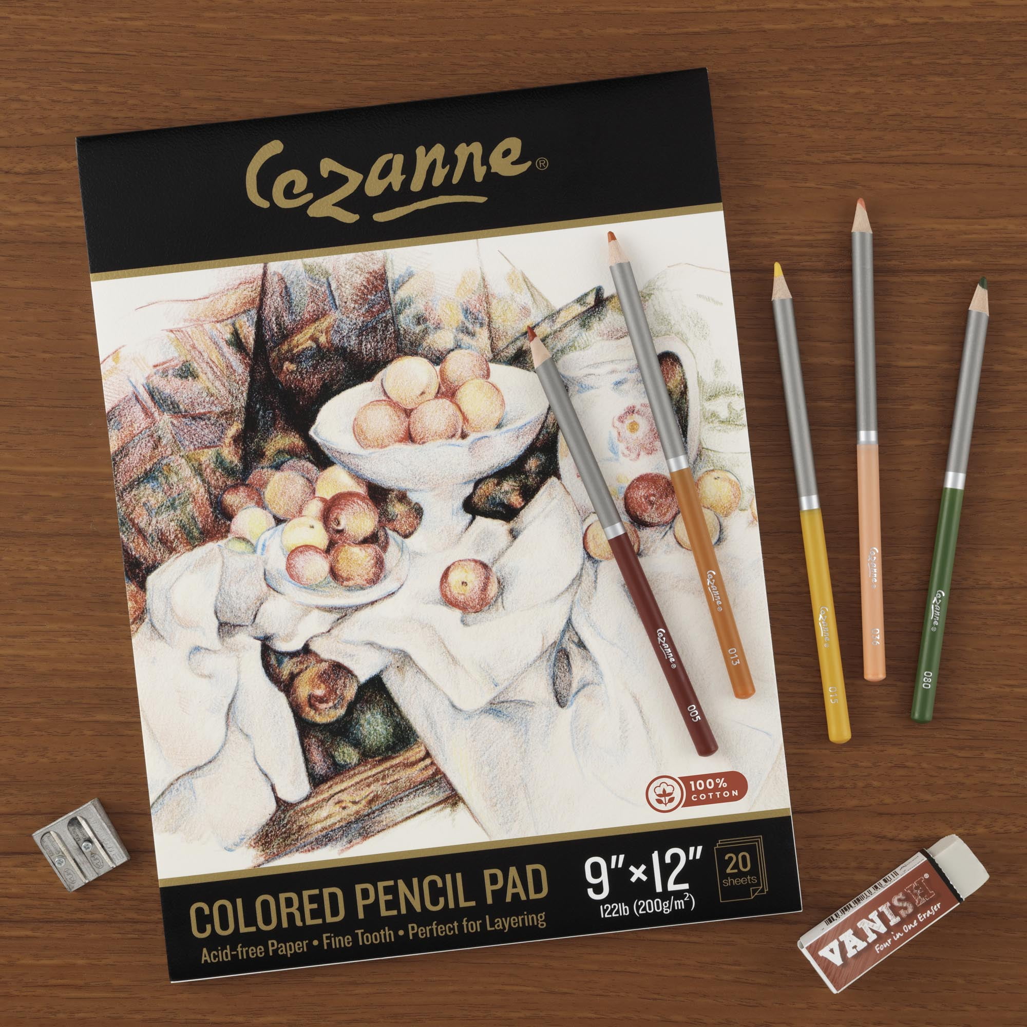Cezanne 100% Cotton Colored Pencil Pads, 11x14" - 20 Sheets Acid-Free, Fine-Textured Paper, 122 lb., Graphite and Charcoal Compatible